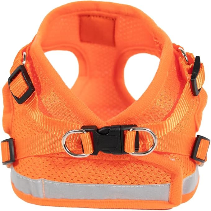 Travel Cat Harness and Leash Set - Adjustable Fit Mesh Cat Harness and Reflective Strap - Comfort Walking Vest for Kitten for Outdoor Walking, Hiking (Medium, Orange)