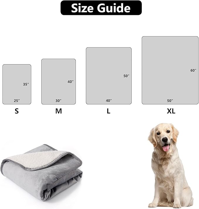 Waterproof Dog Blankets for Large Dogs, Washable Pet Blanket for Indoor Cats, Plush Sherpa Puppy Throw Furniture Protector for Bed Couch Sofa(40"x50",L,Darkgrey)