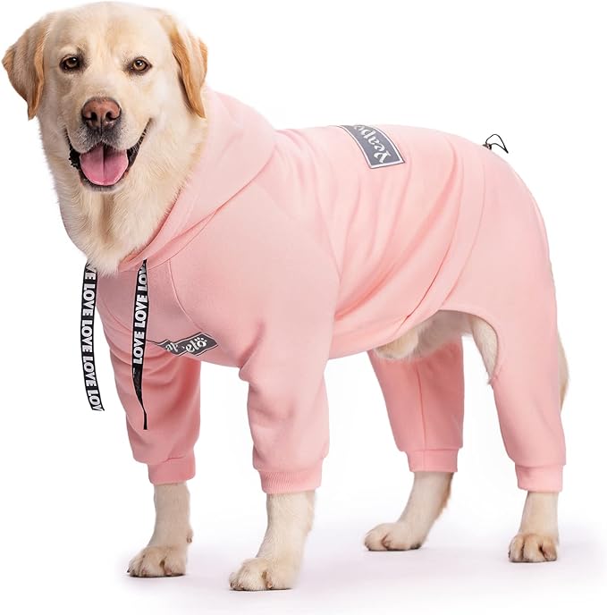 Dog Hoodies Winter Coat for Large Medium Dogs, Pullover 8 Legs Warm Coat Hooded Sweatshirt, Fleece Hoodie for Cold Weather (Pink, X-Large)
