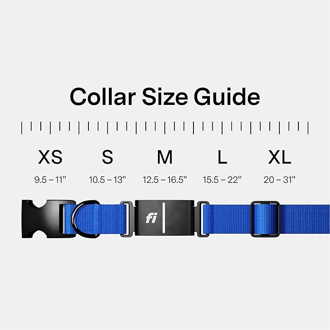 New Fi Series 3+ Smart Dog Tracker Collar [12 Month Membership Included] GPS Tracker for Dogs with Health & Behavior Monitoring, Escape Alerts, Waterproof, LED, Apple Watch Compatible (Blue, Large)