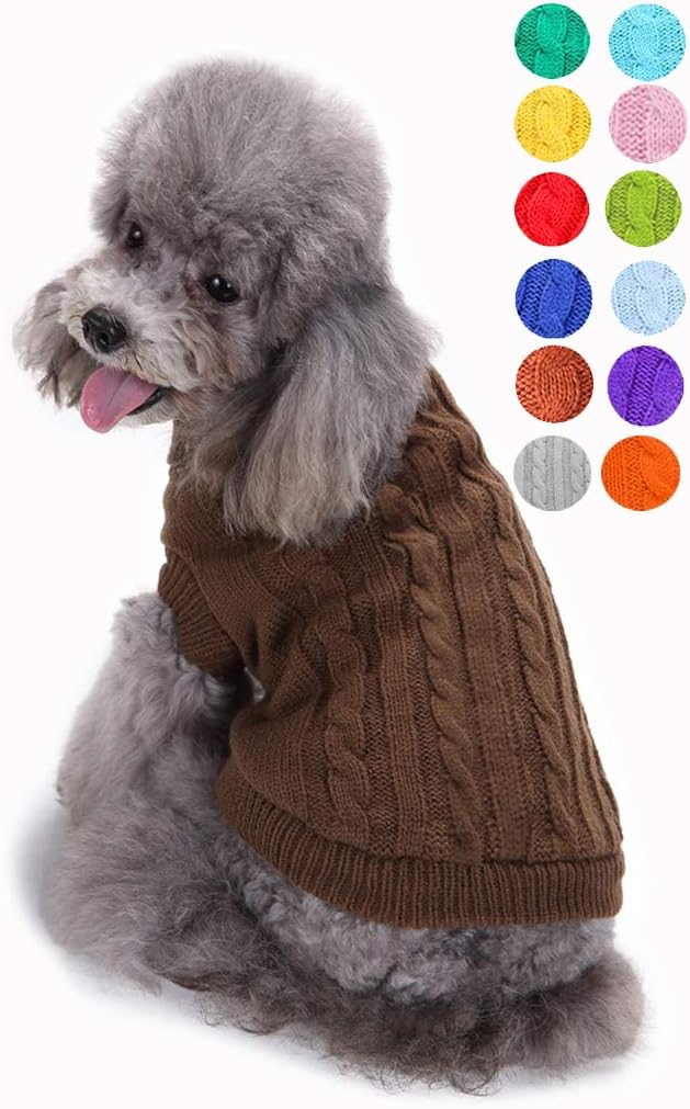 Warm Classic Turtleneck Pet Sweater - Cute Winter Coat for Small, Medium & Large Dogs & Cats - Christmas Sweater for Girls & Boys