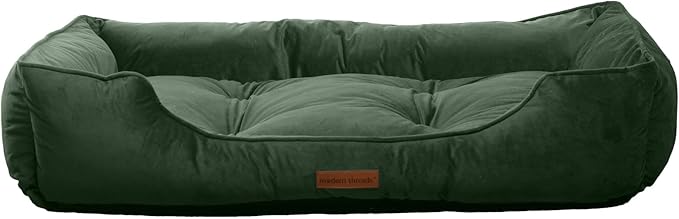 Modern Threads Luxury Dog Bed - Comfortable Tufted Velvet Cushion for Small to Large Dogs - Machine Washable - Durable & Cute Sleep Space for Pets - Pamper Your Pet with Cozy Beds - Forest Green
