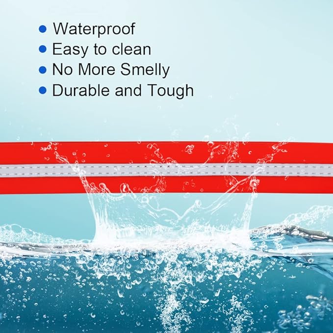 NIMBLE Dog Collar Waterproof Pet Collars Anti-Odor Durable Adjustable PVC & Polyester Soft with Reflective Cloth Stripe Basic Dog Collars S/M/L Sizes (Small (9.45”-14.17”inches), Candy Red)