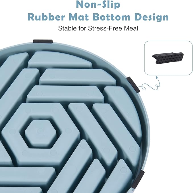 TOBYTO Slow Feeder Dog Bowls Large Medium Breed,Anti-Choking Slow Eating Dog Food Bowl,Non Slip Pet Slower Food Feeding Bowls Large Puzzle Slow Feeder Bloat Stop Maze Dog Dishes,Mist Blue