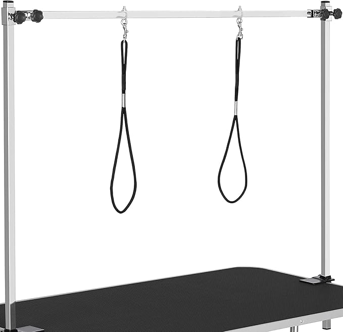 Pet Dog Grooming Table, Adjustable Large Heavy Duty Professional Foldable Trimming Stage with Arms, Noose, Mesh Tray, Maximum Capacity Up to 330LBS, 36''/Black