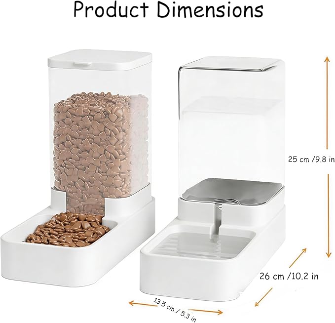 Automatic Cat Feeder and Water Dispenser Set, Automatic Dog Feeder and Dog Water Dispenser for Dogs Cats Pets Animals Large Capacity