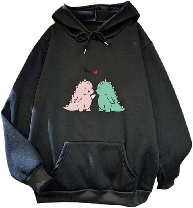 Women Girl Hoodies Cute Cat Ear Novelty Printed Pullover Sweatshirt