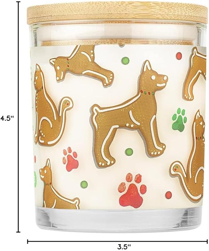 One Fur All Pet House Christmas Candles, Long Lasting, Clean Burning, Soy Wax Scented Pet Friendly Candles for Odor, Gingerbread Cookies, 2 Pack