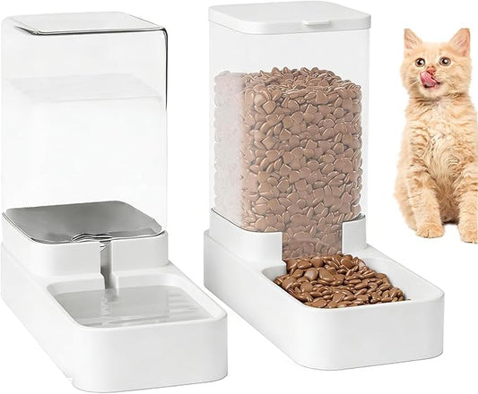 Automatic Cat Feeder and Water Dispenser Set, Automatic Dog Feeder and Dog Water Dispenser for Dogs Cats Pets Animals Large Capacity