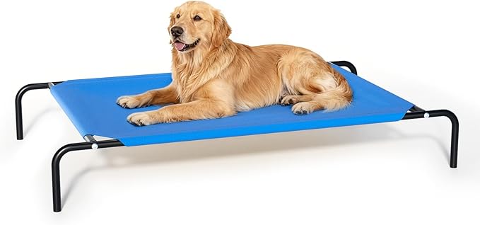 Elevated Dog Bed for Large Dogs,Raised Dog Cots,Indoor & Outdoor Cooling Waterproof Pet Hammock with Washable Breathable Mesh,Blue 42in