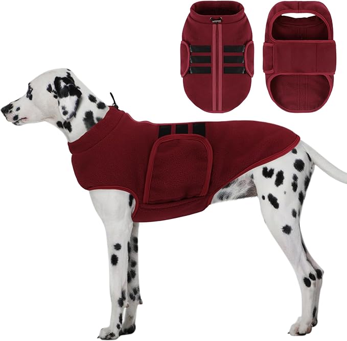 Dog Sweater,Adjustable Dog Sweaters for Small, Medium and Large Dogs Boys Girls, Dachshund Chihuahua Fleece Dogs Sweater(Burgundy,XL)