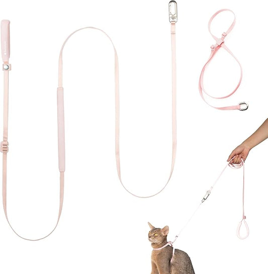 Cat Harness and Leash Set, Lightweight Escape Proof Cat Harness Leash with Padded Handle, Adjustable Cat Leash Harness for Kitten Small Large Cats Walking Training (Blush Pink, M)