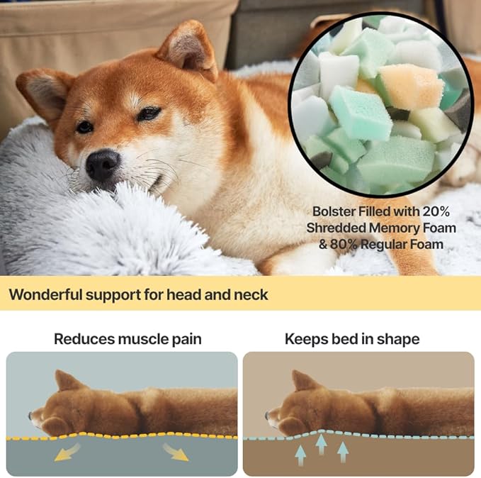 Codi Calming Dog Bed for Couch – Anti-Anxiety Sofa Protector Mat for Medium Dogs, 35''x31''x5'', Machine Washable, Fluffy & Cozy with Non-Slip Bottom, Ash Brown