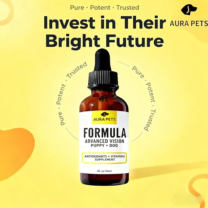 Advanced Vision Formula for Dogs, AuraPets Vision Formula, with Lutein, Zeaxanthin, Astaxanthin, Supports Vision and Reduces Cloudiness, 30ml (5)