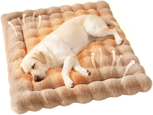 Cat Beds for Indoor Cats Faux Fur Pet Pad Mat Plush Kitten Bed with Non-Slip Bottom for Carriers/Couch Dog & Puppy Friendly 35 x 27 Inch X-Large Coffee