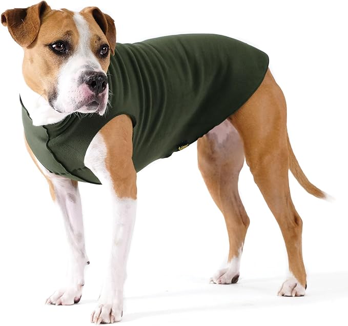Goldpaw Stretchy Fleece Jacket for Small Dogs - Super Soft, Warm Dog Sweater - Pet Sweater Vest for Fall and Winter - Canine Clothes Made in The USA - Machine Washable - Hunter Green - Size 12
