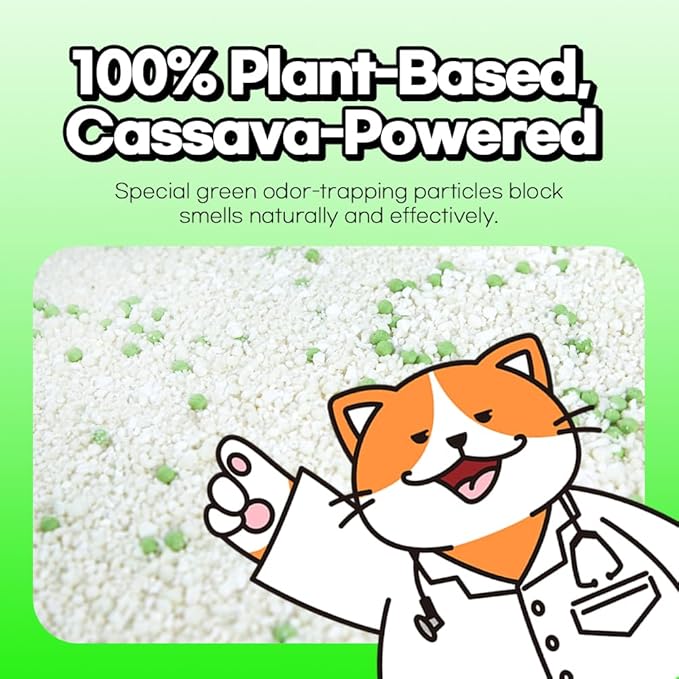 DOOBIT 100% Cassava Cat Litter, Natural Clumping Litter, Dust-Free, Super Clumping, Soft Texture, Mixable with Crystal cat Litter,I'm Gonna Pee(5.7lb x 1pack)