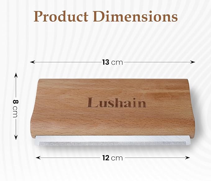 Deshedding Brush for Dogs & Cats | Pet Grooming Brush | Removes Loose Fur, Dirt & Hair | Small, Medium & Large Pets | Ergonomic Handle| Cat & Dog Brush (Nature Wood, 5 inch) Gift