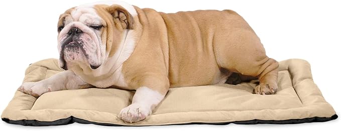 K9 Ballistics Tough Ripstop Dog Crate Pad - Durable, Machine Washable Kennel & Travel Mat for Puppies and Medium Dogs, 35 x 22 fits 36” Wire Crate, Sandstone