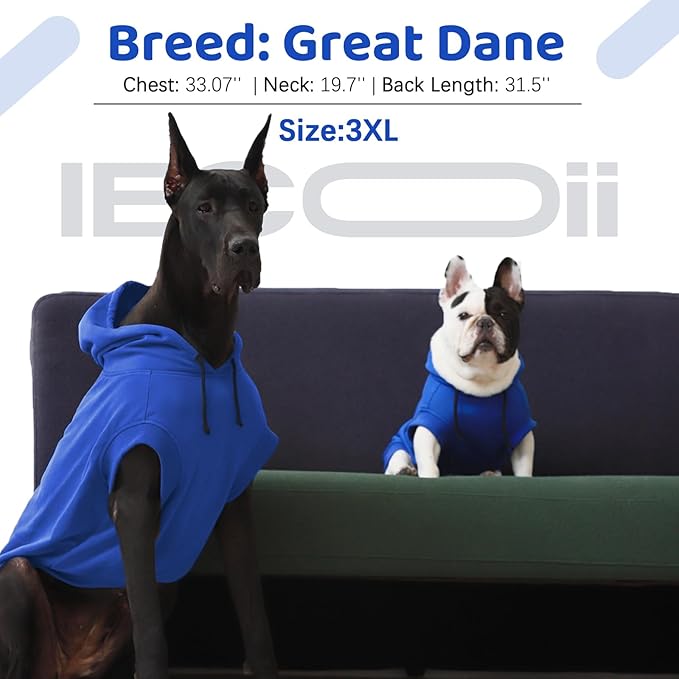 IECOii Medium Dog Sweatshirt with Hood, Spring & Fall Dog Clothes for Medium-Sized Dogs, Blue