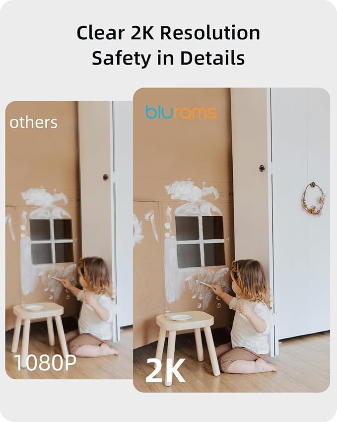 blurams Security Camera 2K, Baby Monitor Dog Camera 360-degree for Home Security w/Smart Motion Tracking, Phone App, IR Night Vision, Siren, Works with Alexa & Google Assistant & IFTTT, 2-Way Audio