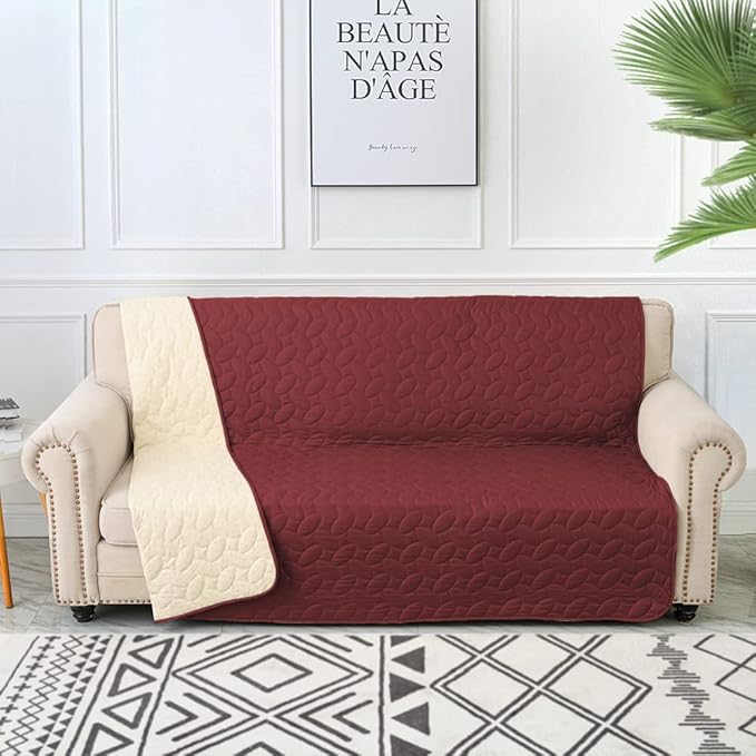 Ameritex Pet Bed Cover Dog Bed Blanket for Sofa and Furniture Waterproof New Pattern Design (52x82 Inch, Burgundy)