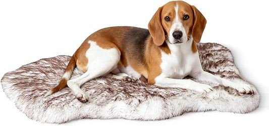40"×24"×2" Luxury Fluffy Faux Fur Warming Dog Bed, Ultra Soft Plush Pet Rug, Washable Cozy Pad with Non-Slip Bottom, Orthopedic Supportive Sleeping Mat for Medium & Large Dogs