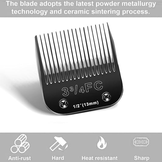 Audoc 3FC Blades Dog Grooming Blades Compatible with Andis/Oster A5/Wahl KM-10 Series Dog Clippers,Detachable Clipper Replacement Blade,Black (3FC/3PCS)