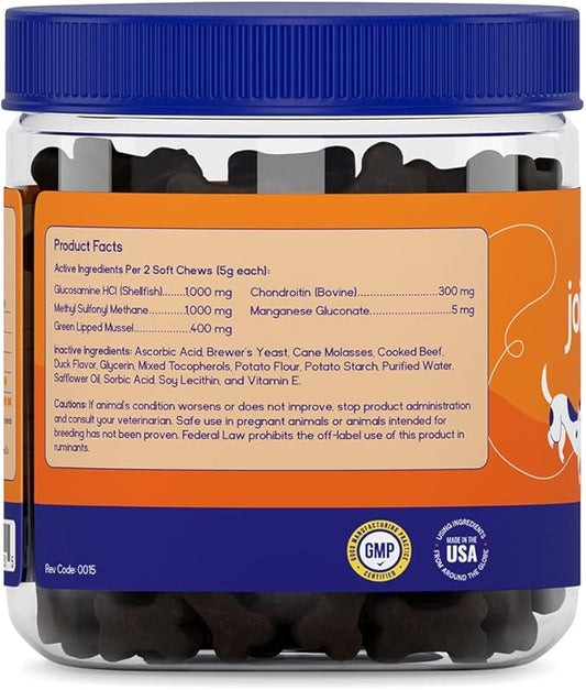 PupGrade Joint Support Supplement for Dogs - Natural Glucosamine Chondroitin with MSM - Hip & Joint Pain Relief - Recommended for Hip Dysplasia, Arthritis & Joint Disease - USA Tested - 60 Chews