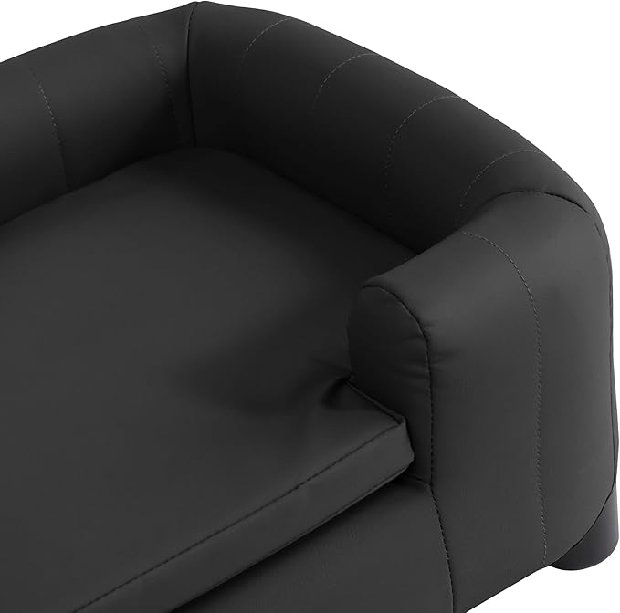 37-Inch Modern Pet Sofa with PU Scratch-Resistant Fabric and Adjustable Legs, Elevated Dog Couch for Small and Medium Dogs, Comfortable Dog Sofa Bed