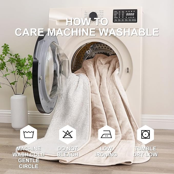 Waterproof Blanket for Couples – Ideal for Couch & Bed Splash Proof Sherpa Throw, Leakproof TPU Layer, Stain Resistant Washable Bed Protector – Khaki, 80"x60"