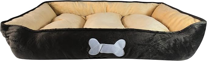 long rich Luxury Embossed Rectangle Micro Mink Dog and Pet Bed, Large, Burn Out Grey by Happycare Textiles, 24"x34"
