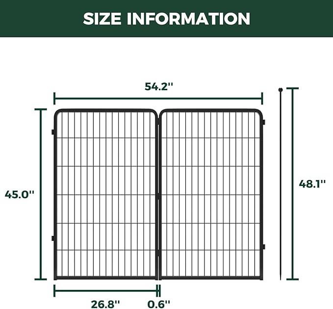 FXW Instant Unleashed Dog Playpen, Portable Pet Fence for Outdoor, RV Trips, and Camping, 45inch, 2 Panels for Large Dogs│Patented