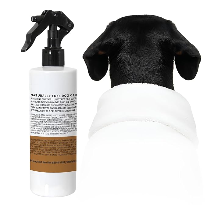 Holm & Herd Dog Deodorizing Spray – Long-Lasting Dog Coat Perfume, Leave-In Conditioner for Soft, Shiny Fur – Pet Cologne for Dogs - Amber Sandalwood 8oz