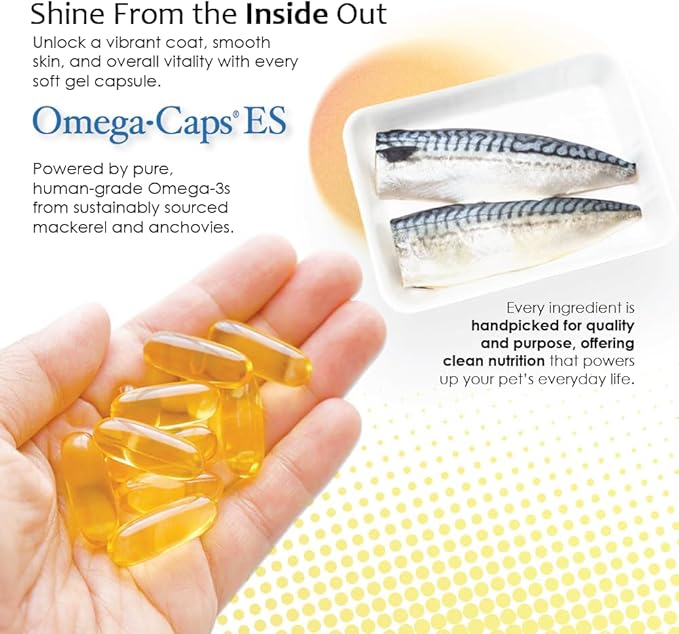 Omega-Caps ES for Large & Giant Dogs - Omega 3, Vitamins, Minerals, Antioxidants - Support Immune System, Joints, Heart, and Brain - 250 Softgel Capsules