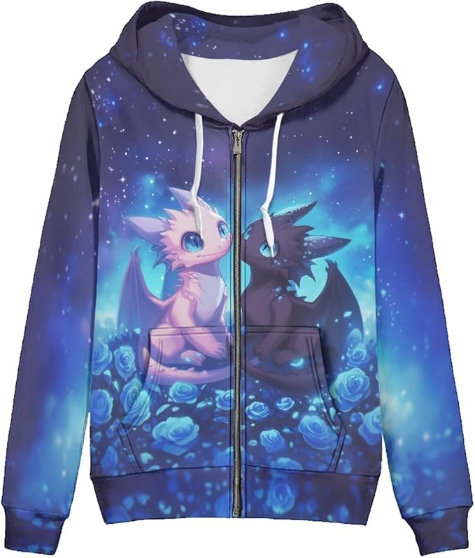 WELLFLYHOM Women Y2K Hoodie Zip Up Sweatshirt Vintage Jackets Hooded Cardigan