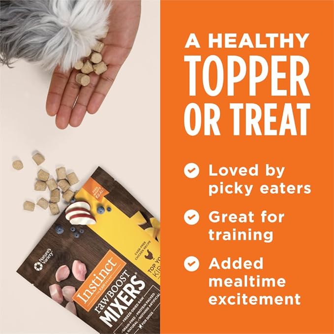 Instinct Raw Boost Mixers, Freeze Dried Dog Food Topper, Grain Free - Cage Free Chicken, 6 oz. Bag