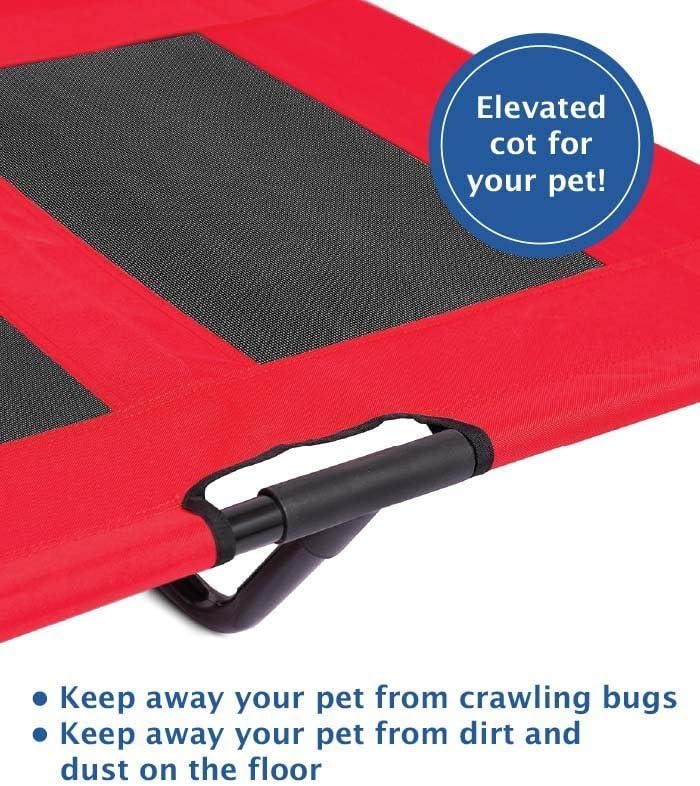 Internet's Best Dog Cot | 48 x 36 | Elevated Dog Bed | Cool Breathable Mesh | Indoor or Outdoor Use | Large | Red
