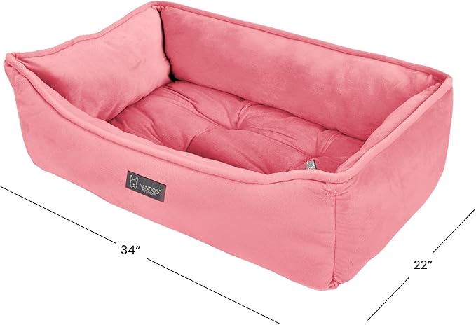 NANDOG Cloud Collection Cat and Dog Bed for Medium to Large Breeds (Pink Signature, Signature)