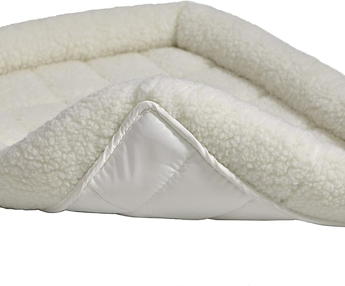 MidWest Homes for Pets QuietTime Dog Bed – White Fleece Bolster, Ultra-Soft and Machine Washable, Fits 48-Inch Crates and Carriers, for Extra-Large Breed Dogs