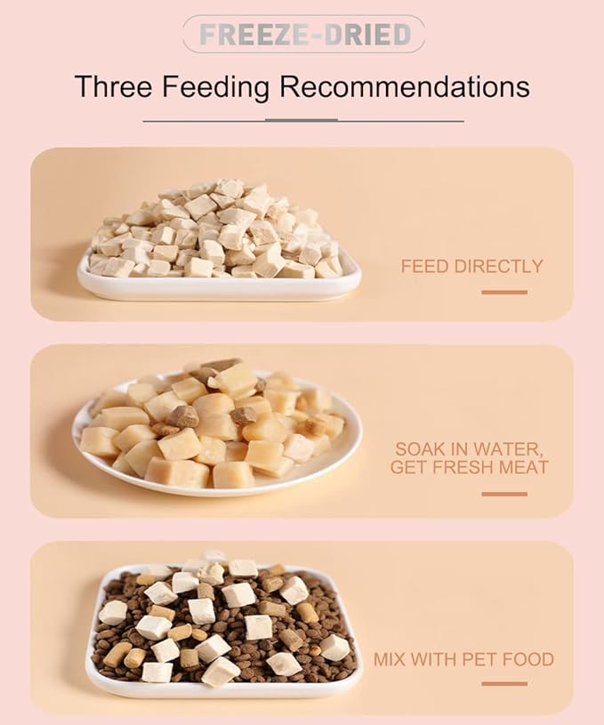 BNYEE Freeze Dried Chicken Cat & Dog Treats –15OZ Chicken Meat - High Protein, Bite-Sized, Training Treats Snacks