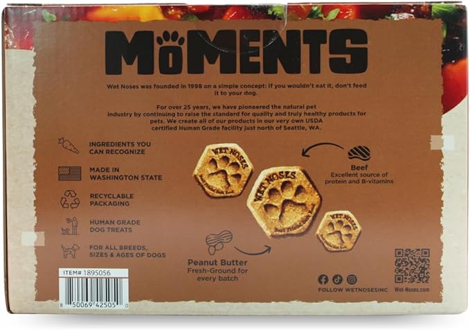 Wet Noses Moments Non-GMO Beef Stew Crunchy Dog Treats - 3lb | No Corn, Wheat, Soy or Peas, Made with 8 Simple Ingredients