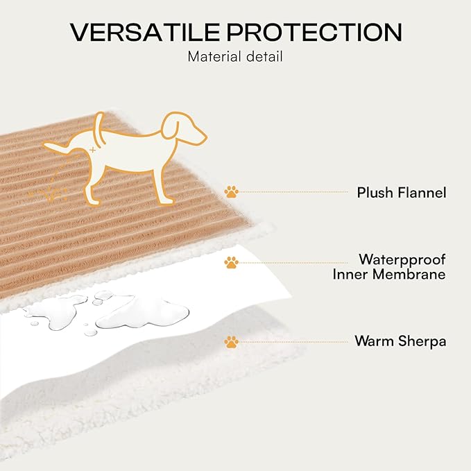 Luciphia Waterproof Dog Blanket for Small Puppy Ultra-Soft Calming Cut Pile Flannel Throw Durable & Warm Furniture Protection for Couch Car Pet Cat Blanket Machine Washable Warm Caramel,S(40''x28'')