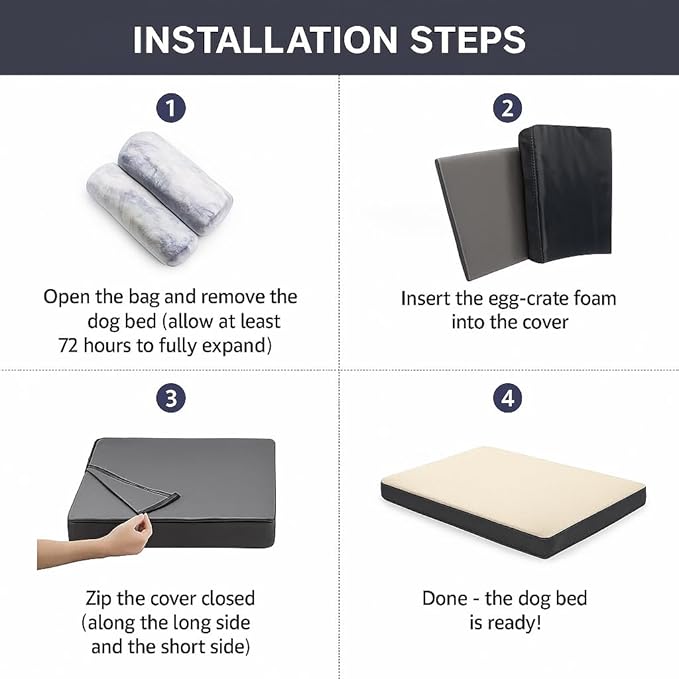 Dog Bed with Waterproof Inner Liner, Removable Cover, Egg Crate Foam Dog Beds, Easy to Clean，30×20Inch，Gray