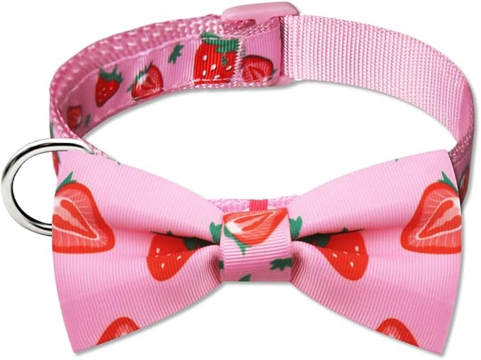 azuza Dog Collar Bow tie, Lovely Pink Dog Collars with Bowtie Large Dogs