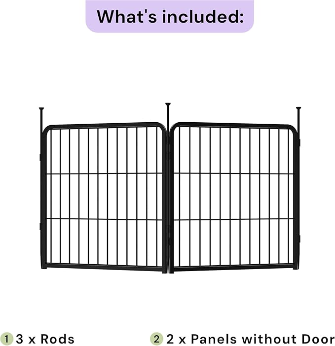 SunsGrove Dog Playpen Out Door with Wider Door, Heavy Duty 50 Inch 2 Panels Dog Pen, Anti Rust Dog Fence, Easy Insert into Soil, Pet Playpen for Yard RV Camping