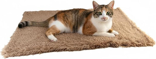 Pets Bed Blanket Dogs Reversible Soft Dog Throw Blankets Cats Mat Sleeper Fuzzy Pet Couch Covers Washable Cat Puppy Cover for Beds Car Sofa Travel Double Sided Furniture Protection (Light Brown,S)