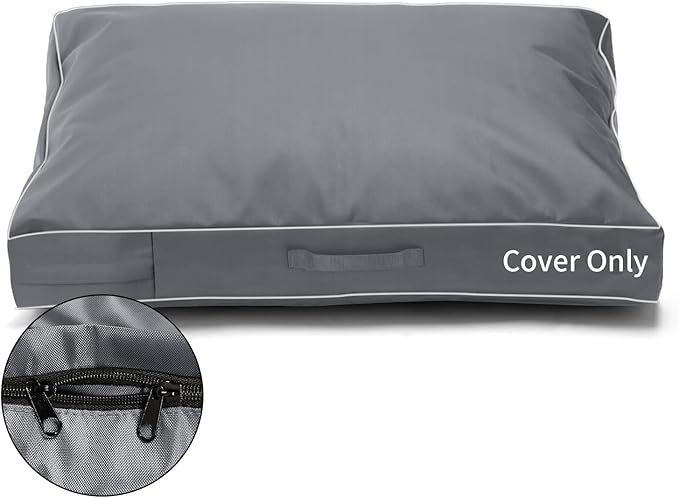COSHNIBI Dog Bed Covers Replacement Washable,Waterproof Dog Bed Cover with Zip and Carry Handle for Dog/Cat 36''Lx27''Wx4''H-Grey