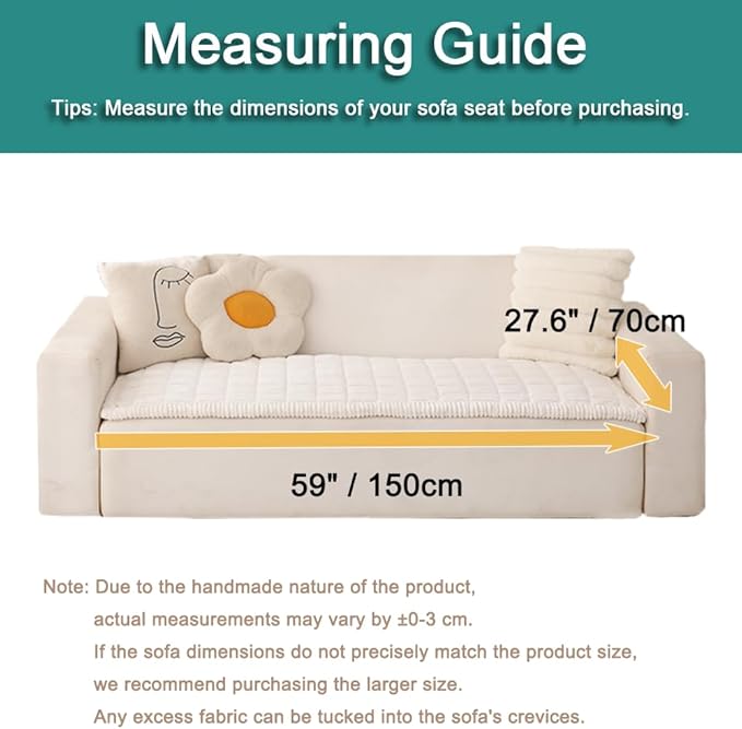 Couch Cover for Dogs Washable, Fuzzy Pet Couch Covers for 2 Cushion Sofa Pet Friendly, Non Slip Sofa Cover (White, 27.6" x 59"/70 x 150cm)