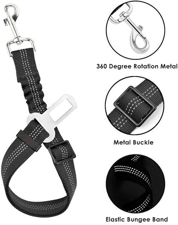 SlowTon Dog Seat Belt Harness for Car, Dog Car Harness Adjustable Mesh Breathable & Dog Seatbelt Safety Tether with Elastic Bungee for Small Medium Large Pets (Pink, Single Clip, XXS)
